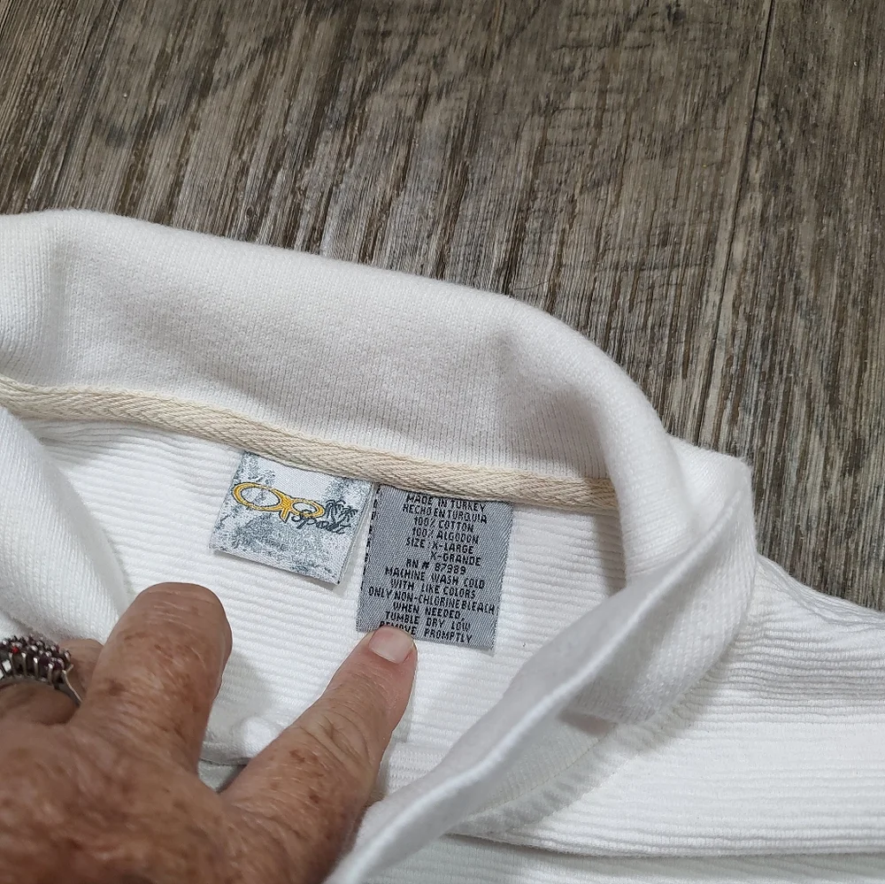 OP Sport Men's Classic White Textured Henley Short Sleeve Shirt Size XL